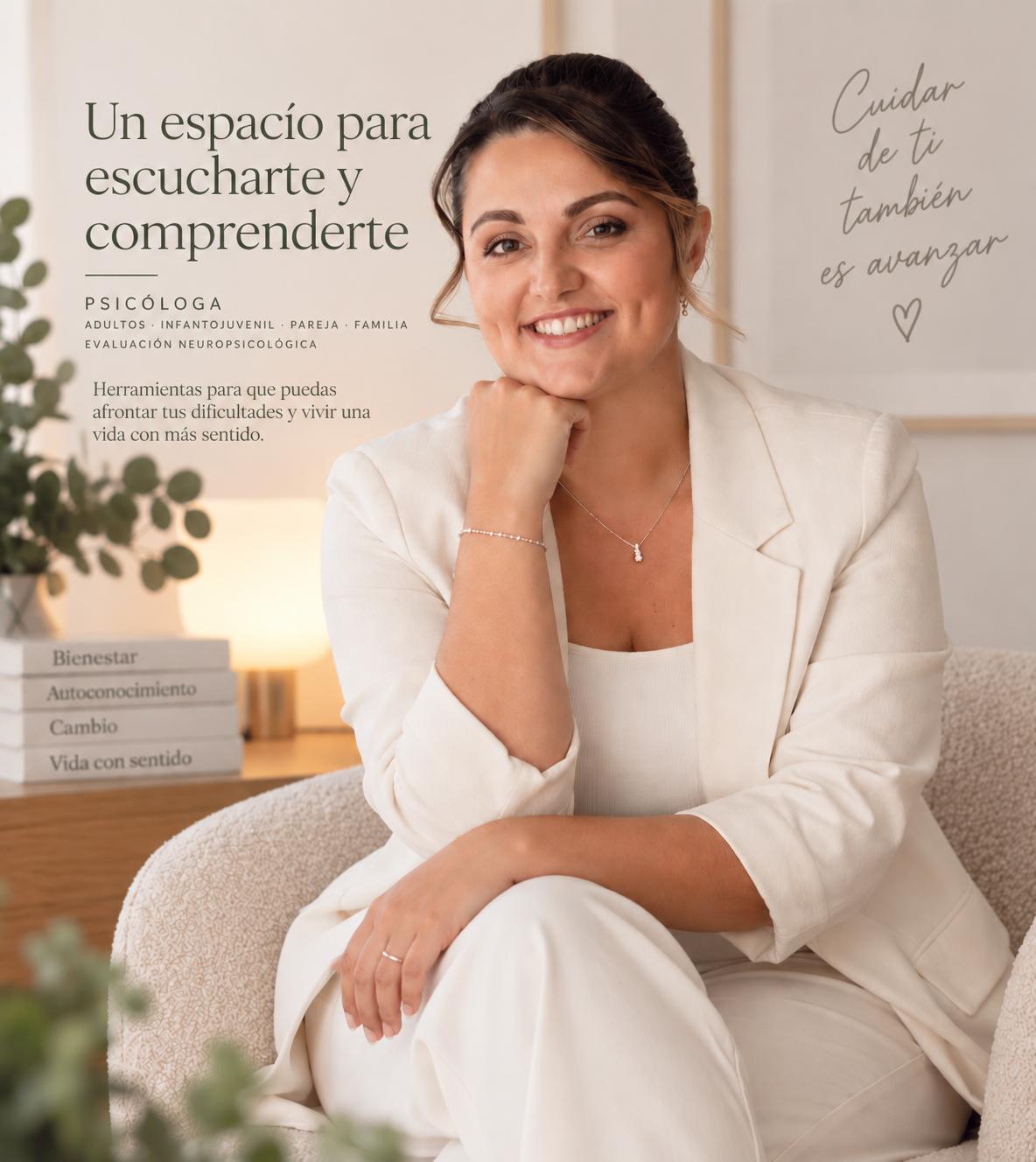 Retrato aportado por la clienta con el mensaje «Un espacio para escucharte y comprenderte».